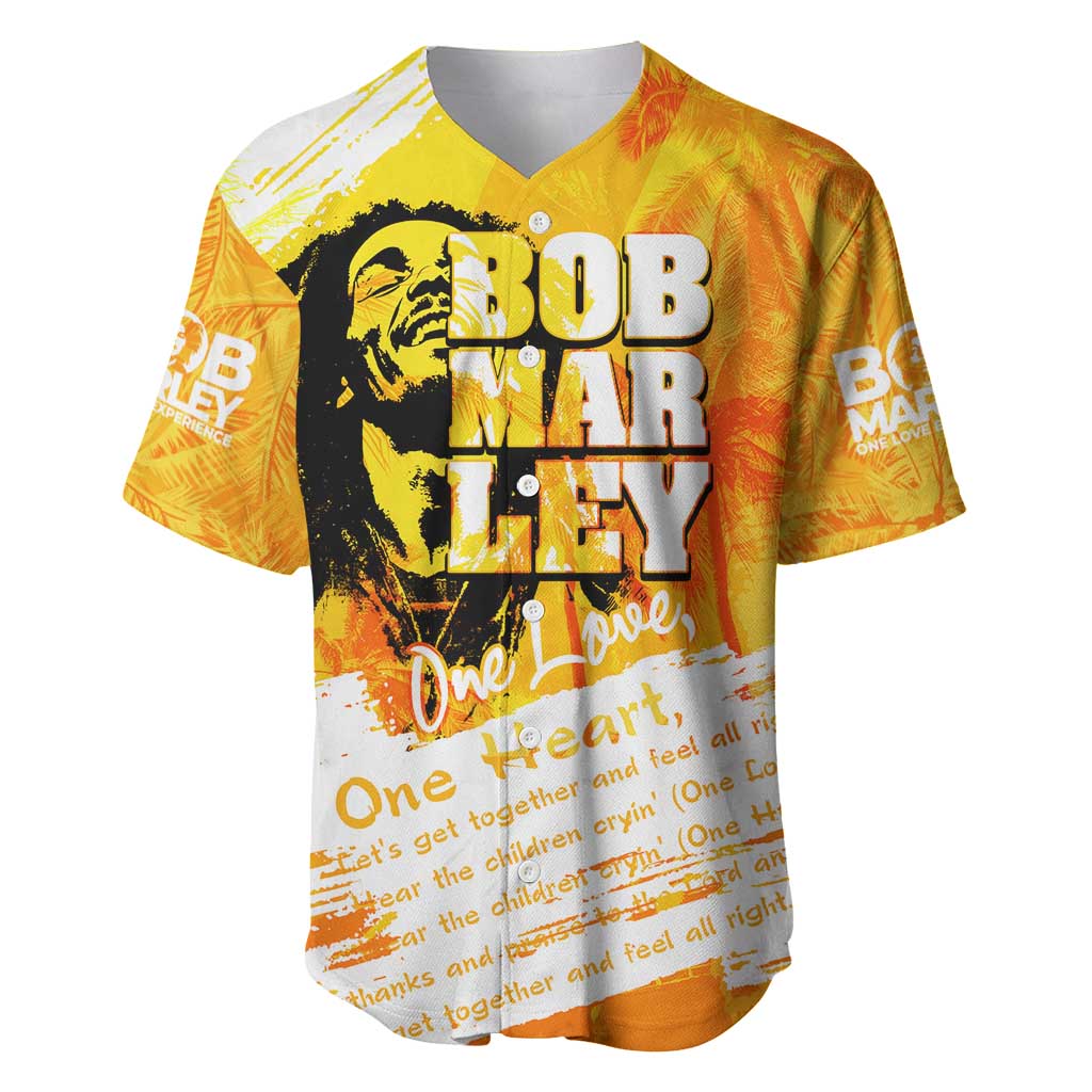 Legend Bob Reggae Afro Baseball Jersey One Love One Heart Tropical Leaf DT02