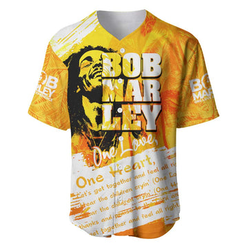 Legend Bob Reggae Afro Baseball Jersey One Love One Heart Tropical Leaf DT02