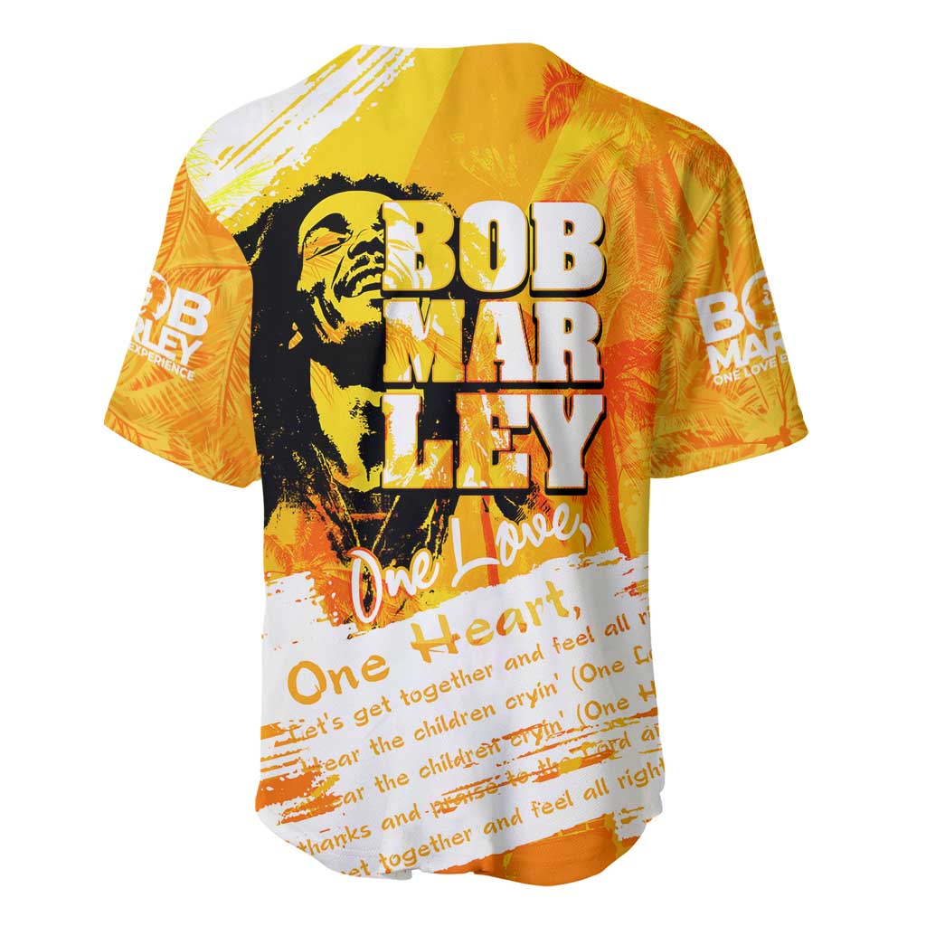 Legend Bob Reggae Afro Baseball Jersey One Love One Heart Tropical Leaf DT02