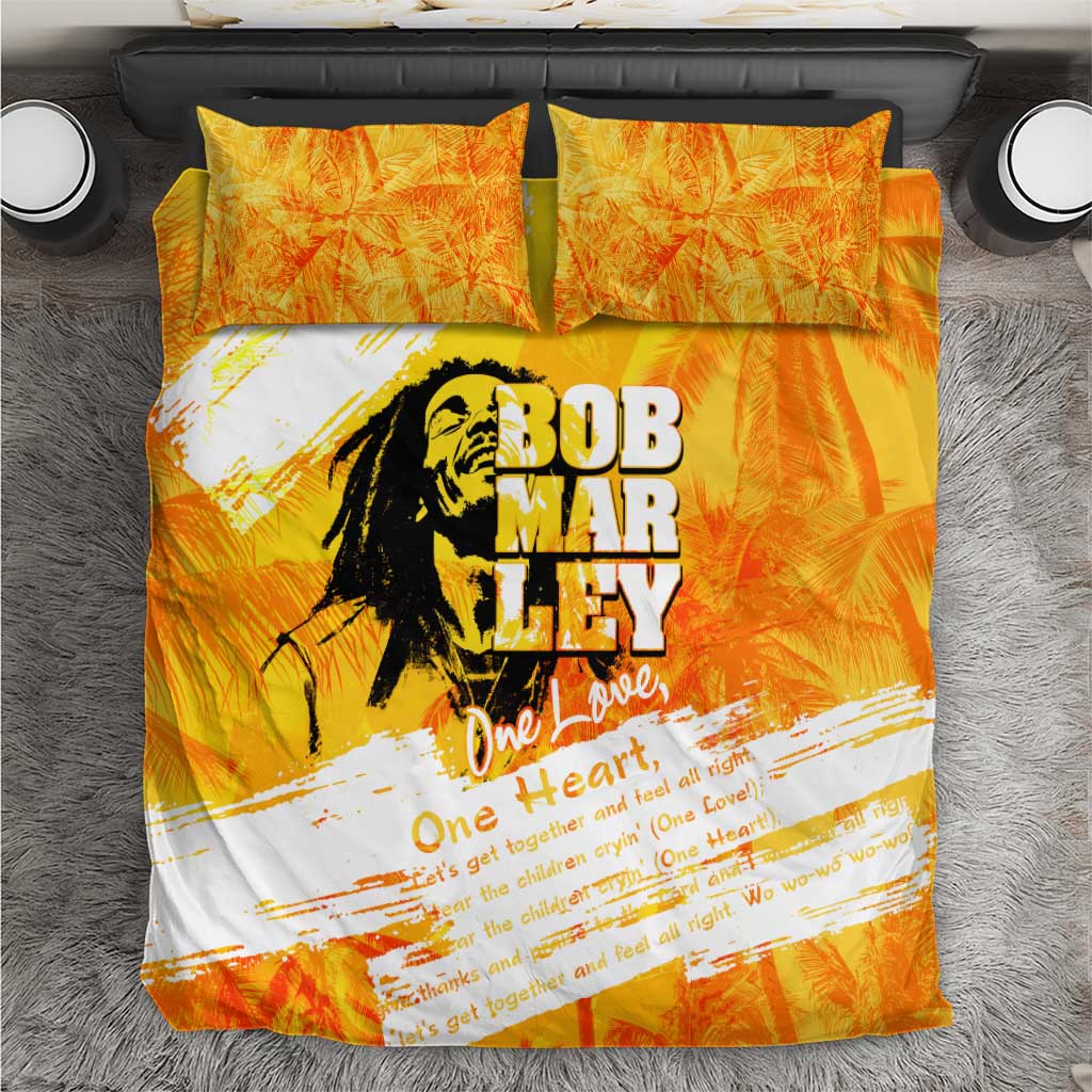 Legend Bob Reggae Afro Bedding Set One Love One Heart Tropical Leaf DT02