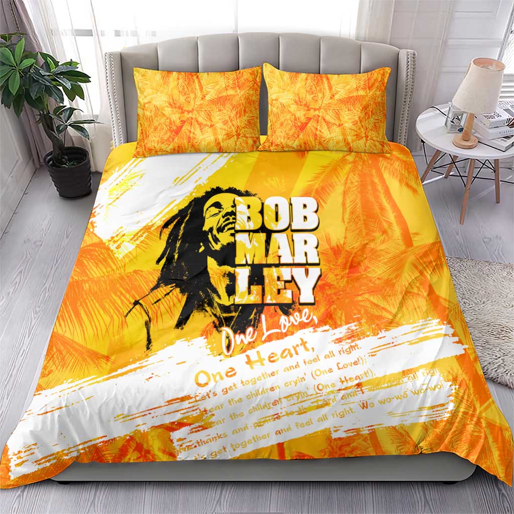 Legend Bob Reggae Afro Bedding Set One Love One Heart Tropical Leaf DT02