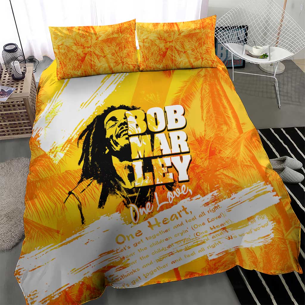Legend Bob Reggae Afro Bedding Set One Love One Heart Tropical Leaf DT02