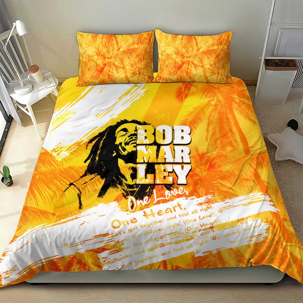 Legend Bob Reggae Afro Bedding Set One Love One Heart Tropical Leaf DT02