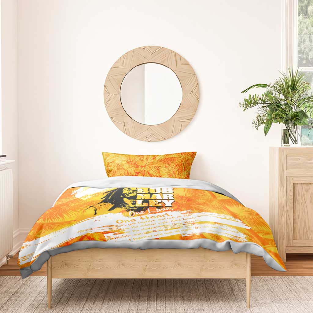 Legend Bob Reggae Afro Bedding Set One Love One Heart Tropical Leaf DT02