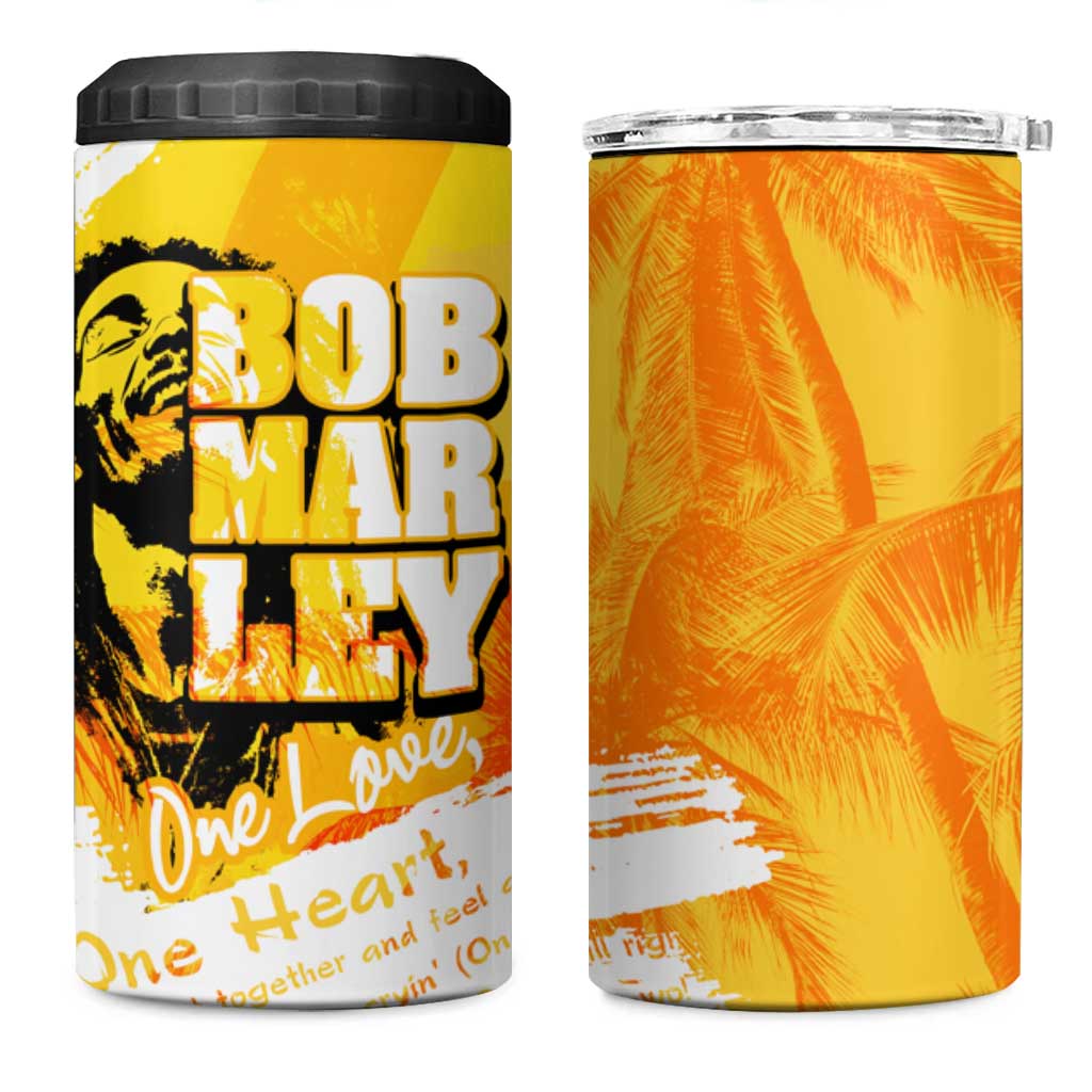 Legend Bob Reggae Afro 4 in 1 Can Cooler Tumbler One Love One Heart Tropical Leaf DT02