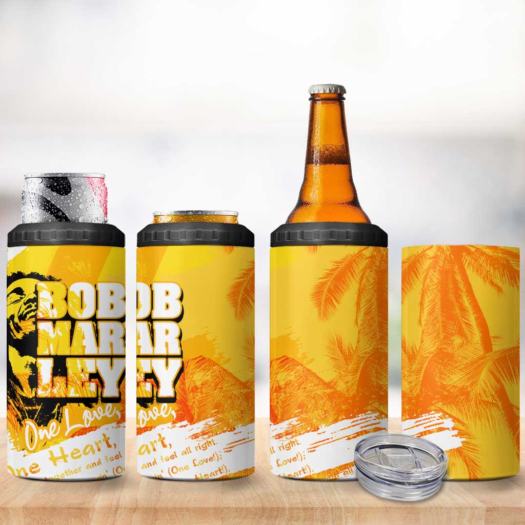 Legend Bob Reggae Afro 4 in 1 Can Cooler Tumbler One Love One Heart Tropical Leaf DT02