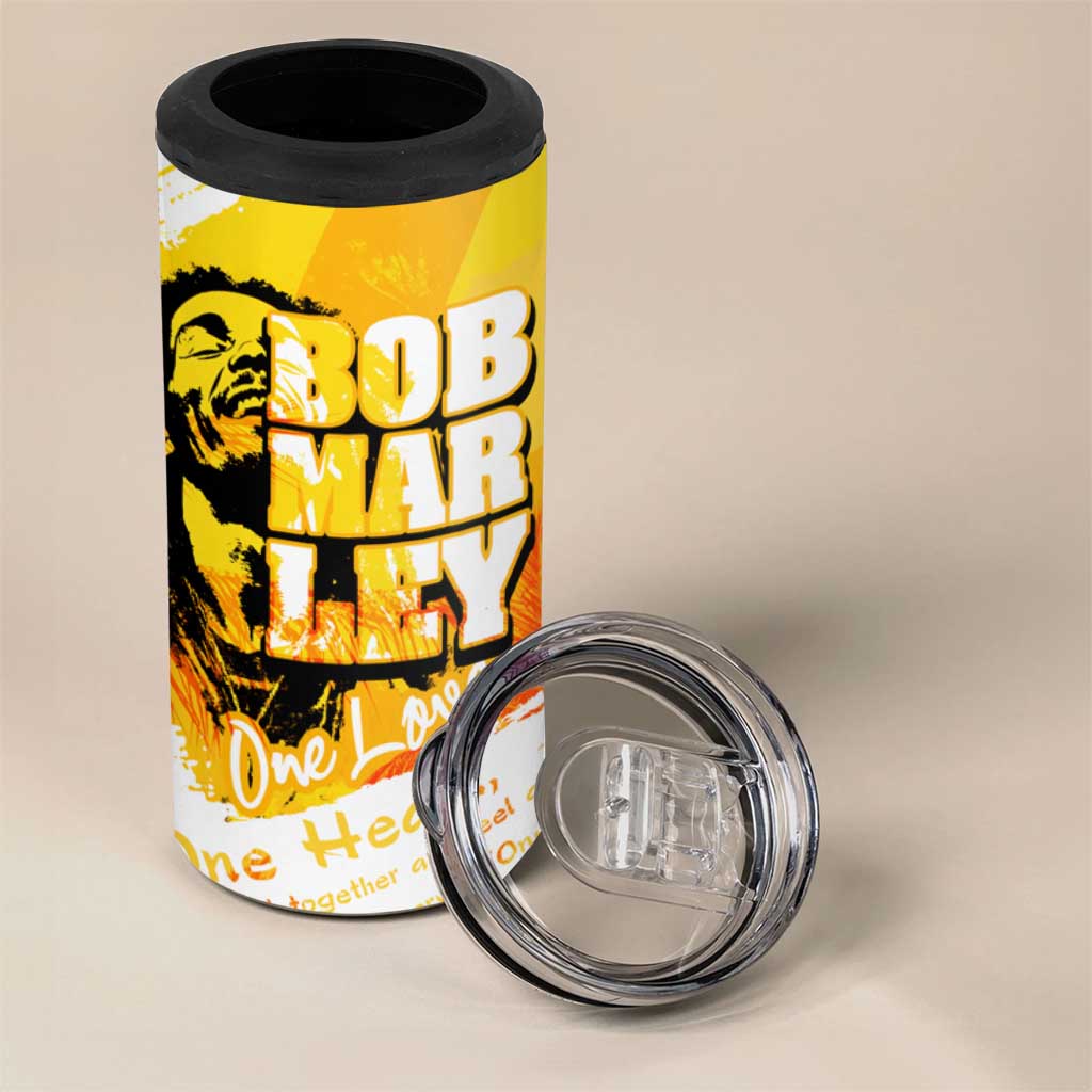 Legend Bob Reggae Afro 4 in 1 Can Cooler Tumbler One Love One Heart Tropical Leaf DT02