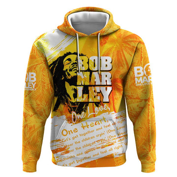 Legend Bob Reggae Hoodie One Love One Heart Tropical Leaf DT02