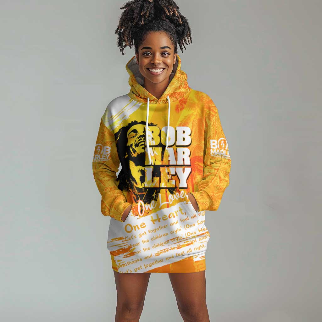 Legend Bob Reggae Afro Hoodie Dress One Love One Heart Tropical Leaf DT02