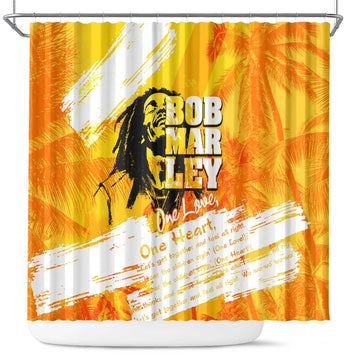 Legend Bob Reggae Shower Curtain One Love One Heart Tropical Leaf DT02