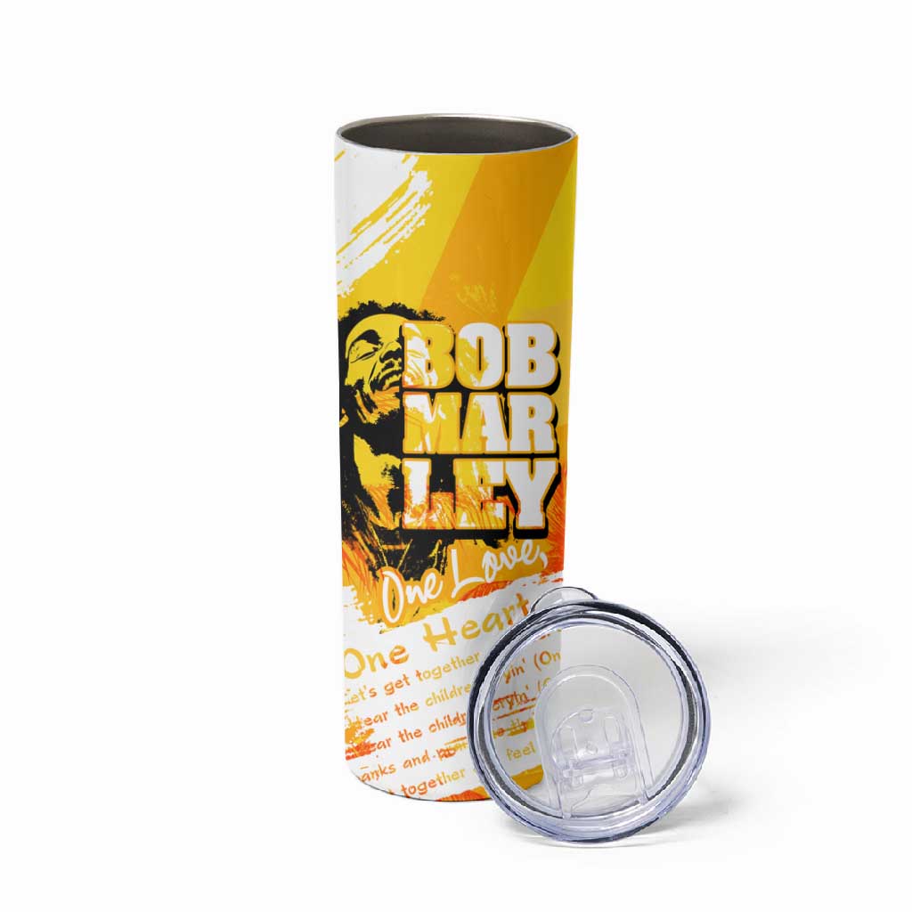 Legend Bob Reggae Afro Skinny Tumbler One Love One Heart Tropical Leaf DT02