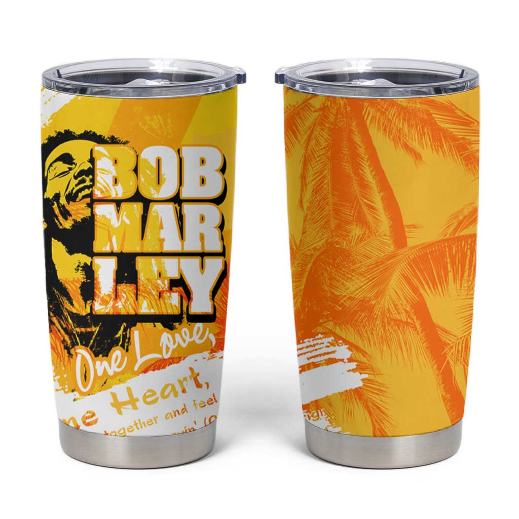Legend Bob Reggae Afro Tumbler Cup One Love One Heart Tropical Leaf DT02