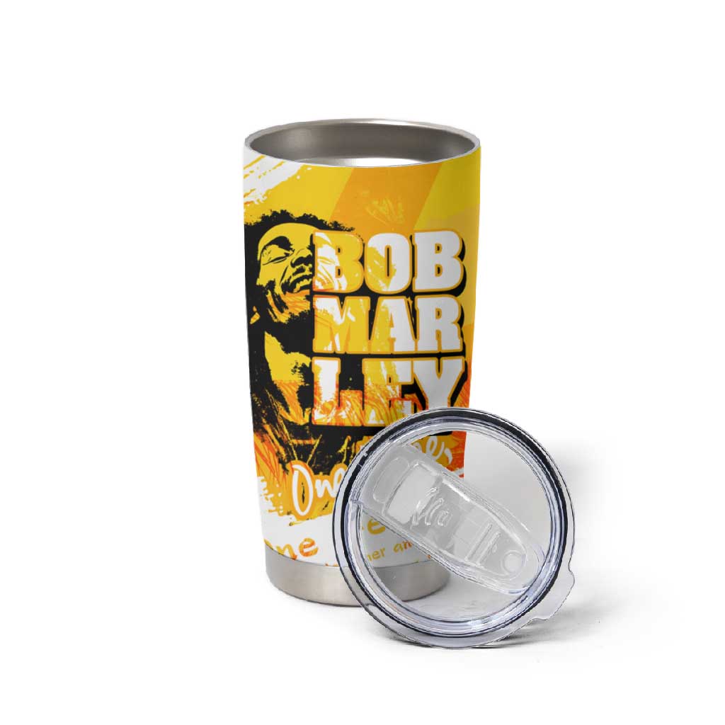 Legend Bob Reggae Afro Tumbler Cup One Love One Heart Tropical Leaf DT02