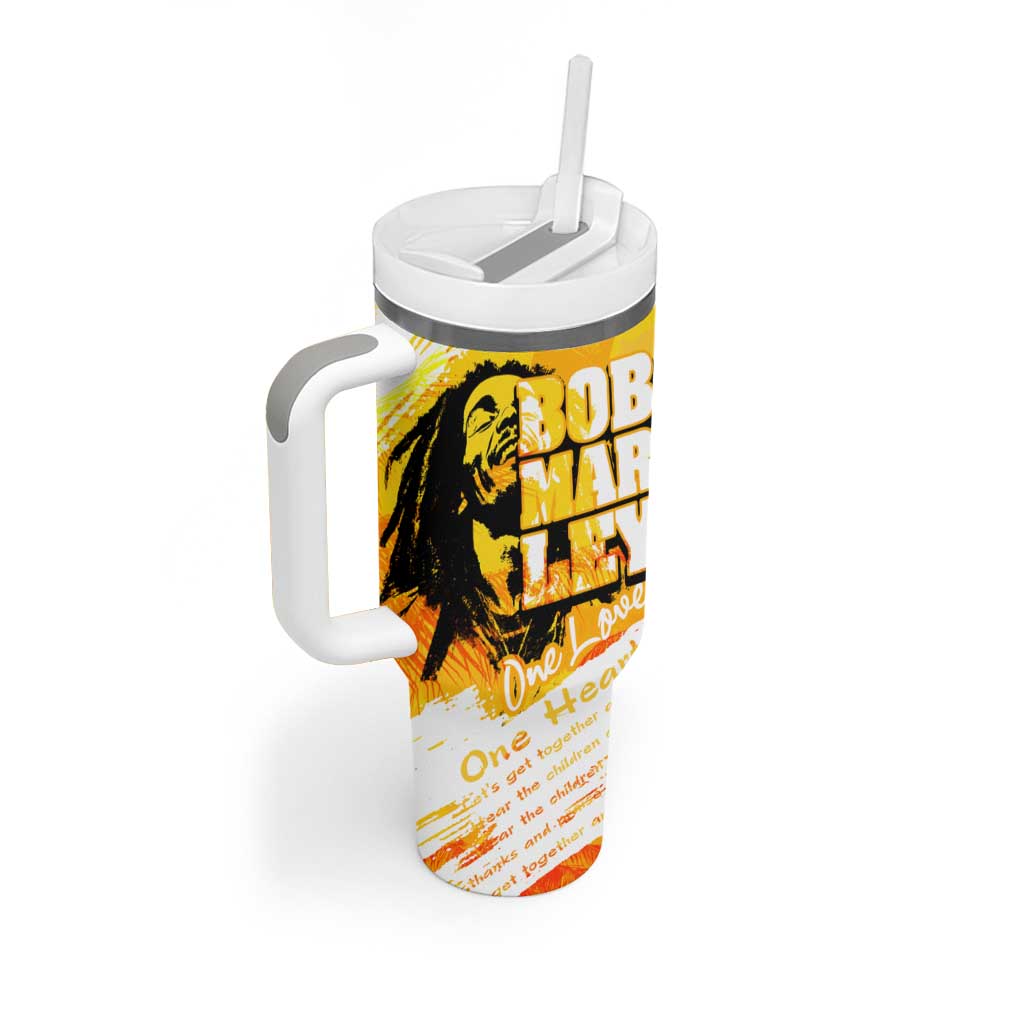 Legend Bob Reggae Afro Tumbler With Handle One Love One Heart Tropical Leaf DT02