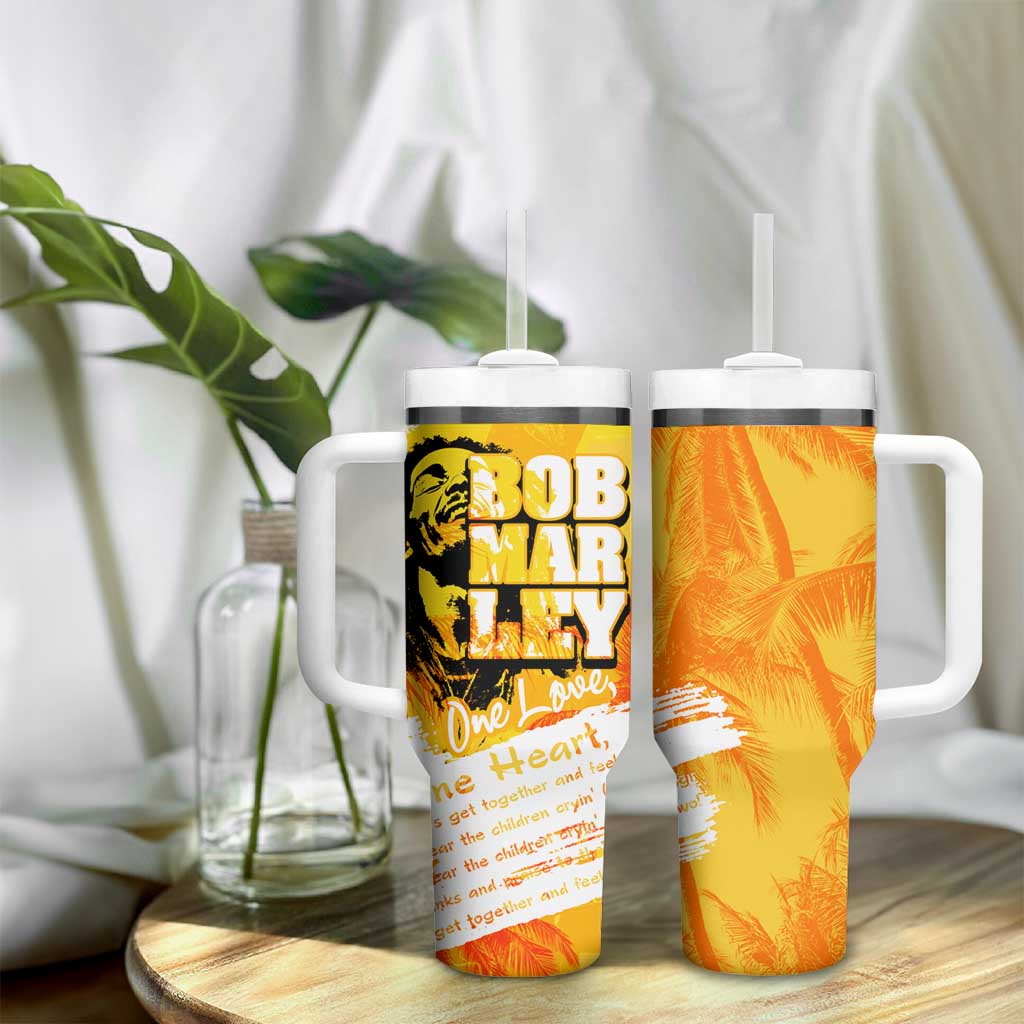 Legend Bob Reggae Afro Tumbler With Handle One Love One Heart Tropical Leaf DT02