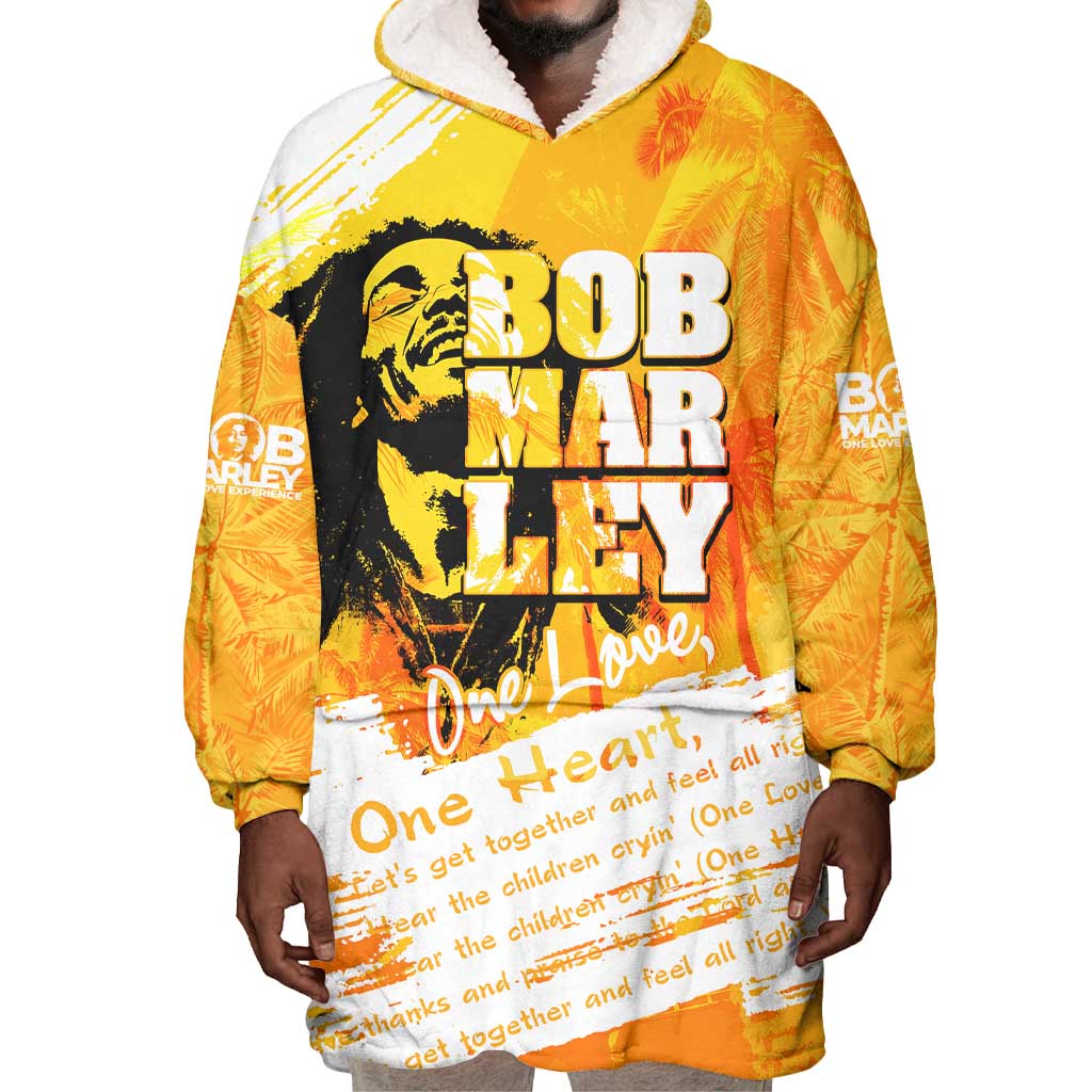 Legend Bob Reggae Afro Wearable Blanket Hoodie One Love One Heart Tropical Leaf DT02