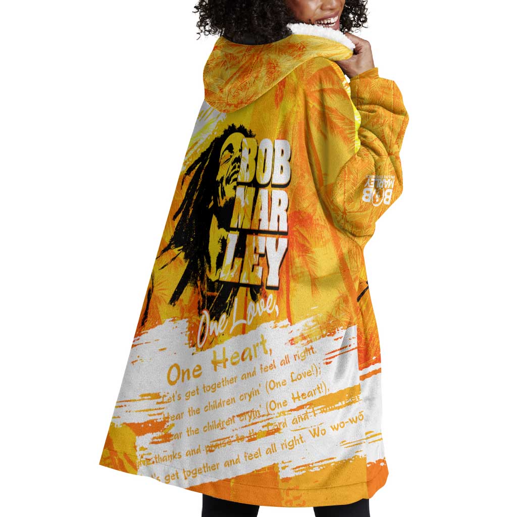 Legend Bob Reggae Afro Wearable Blanket Hoodie One Love One Heart Tropical Leaf DT02