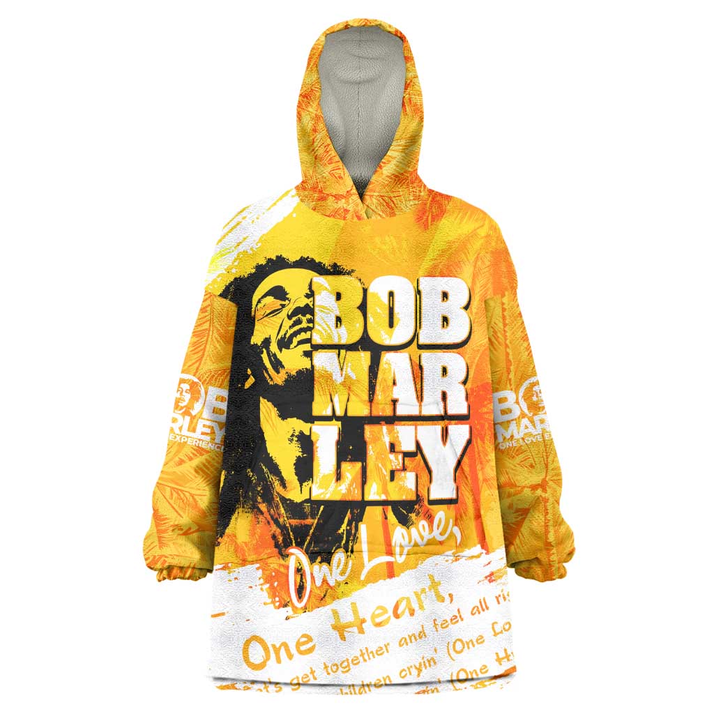 Legend Bob Reggae Afro Wearable Blanket Hoodie One Love One Heart Tropical Leaf DT02