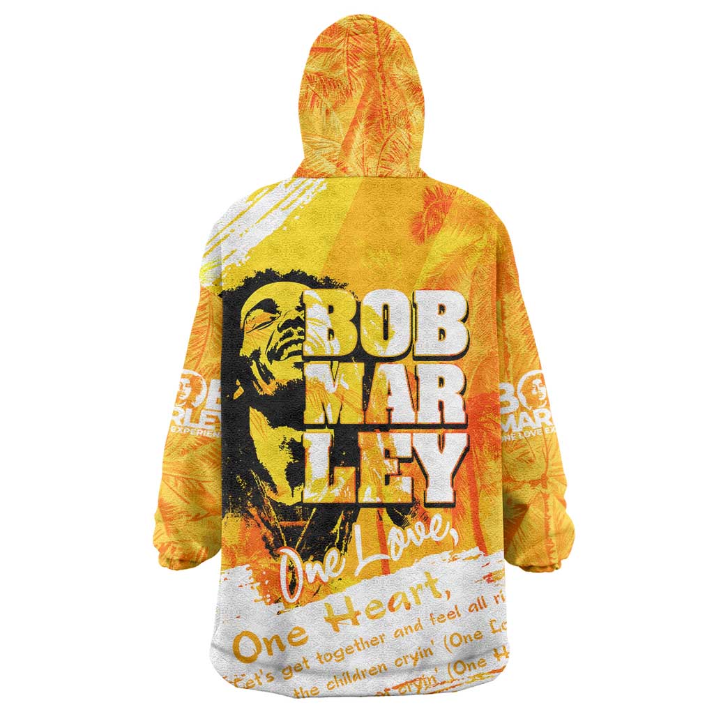 Legend Bob Reggae Afro Wearable Blanket Hoodie One Love One Heart Tropical Leaf DT02