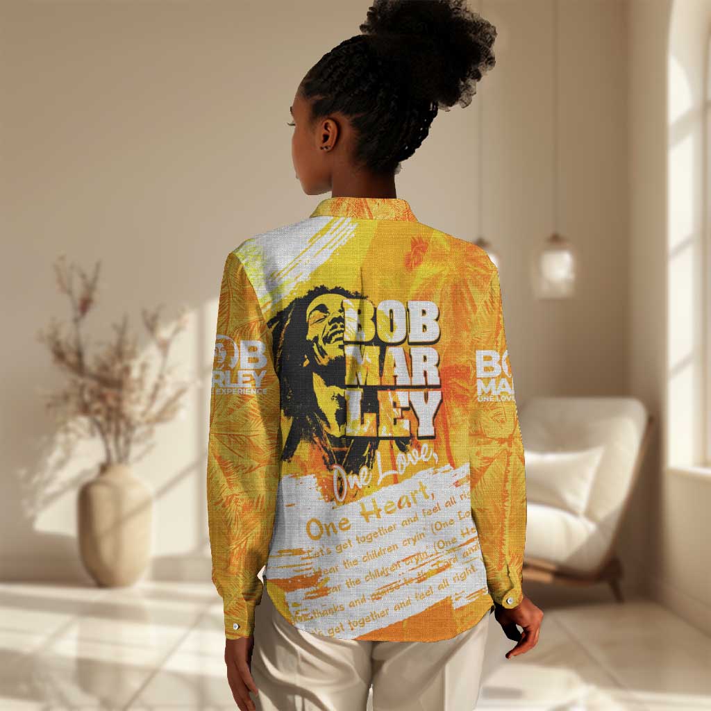 Legend Bob Reggae Afro Women Casual Shirt One Love One Heart Tropical Leaf DT02