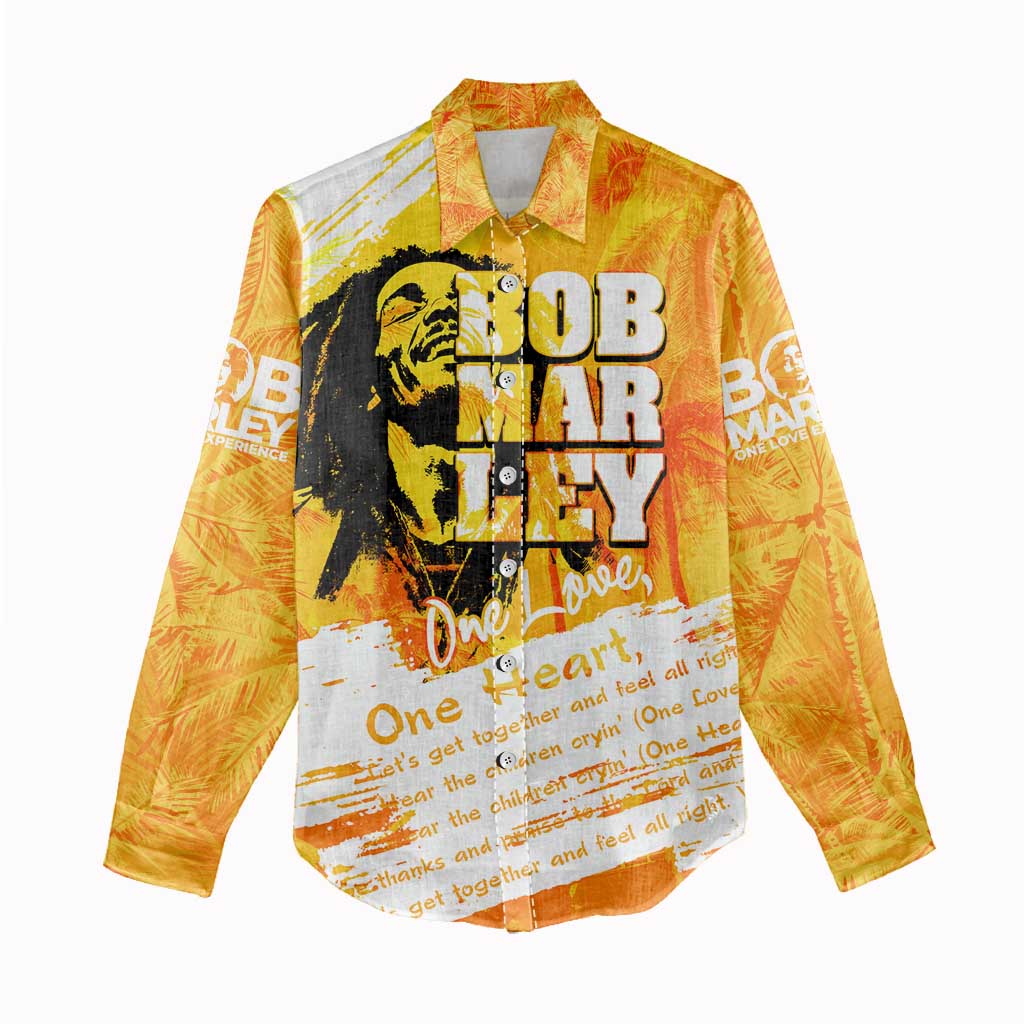 Legend Bob Reggae Afro Women Casual Shirt One Love One Heart Tropical Leaf DT02
