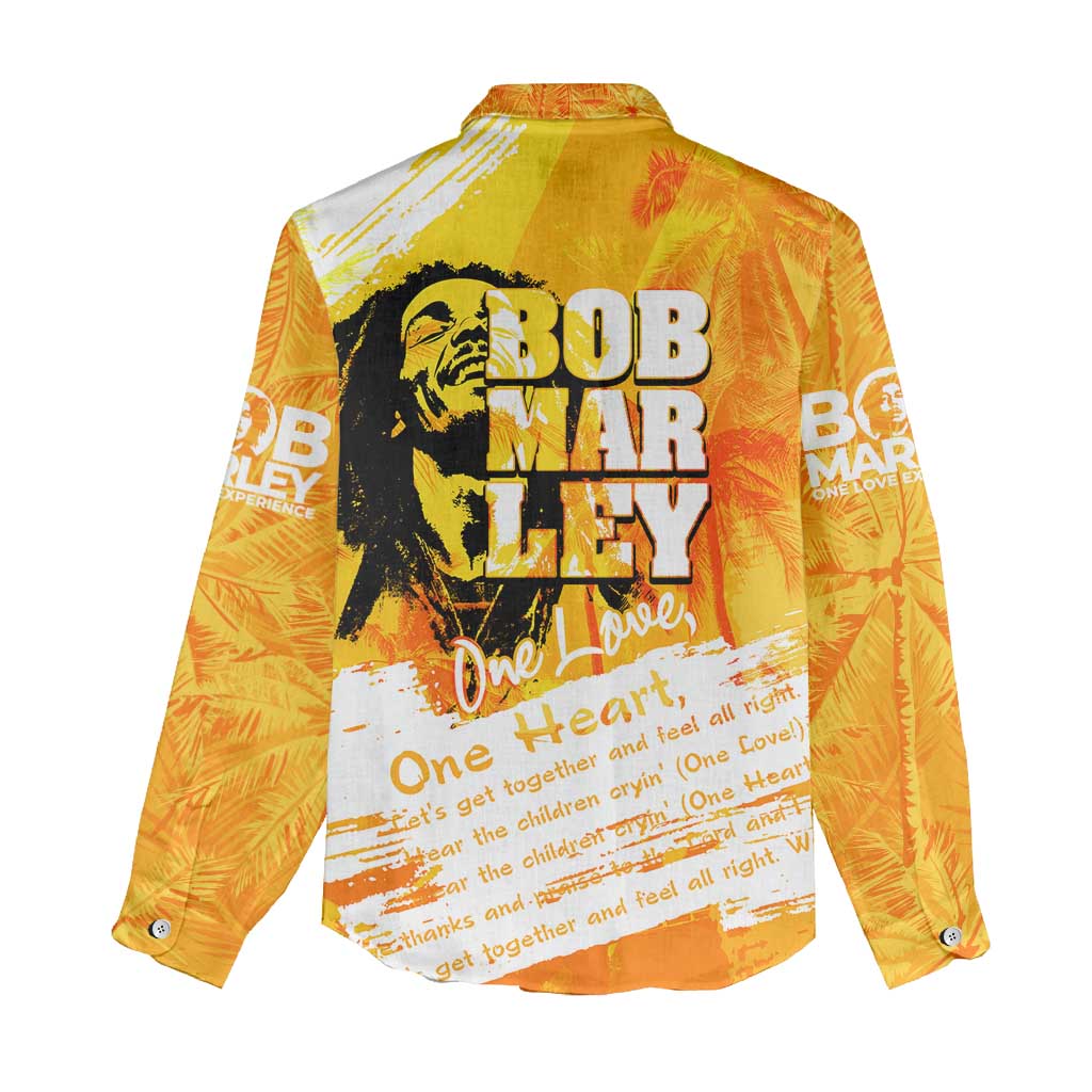 Legend Bob Reggae Afro Women Casual Shirt One Love One Heart Tropical Leaf DT02