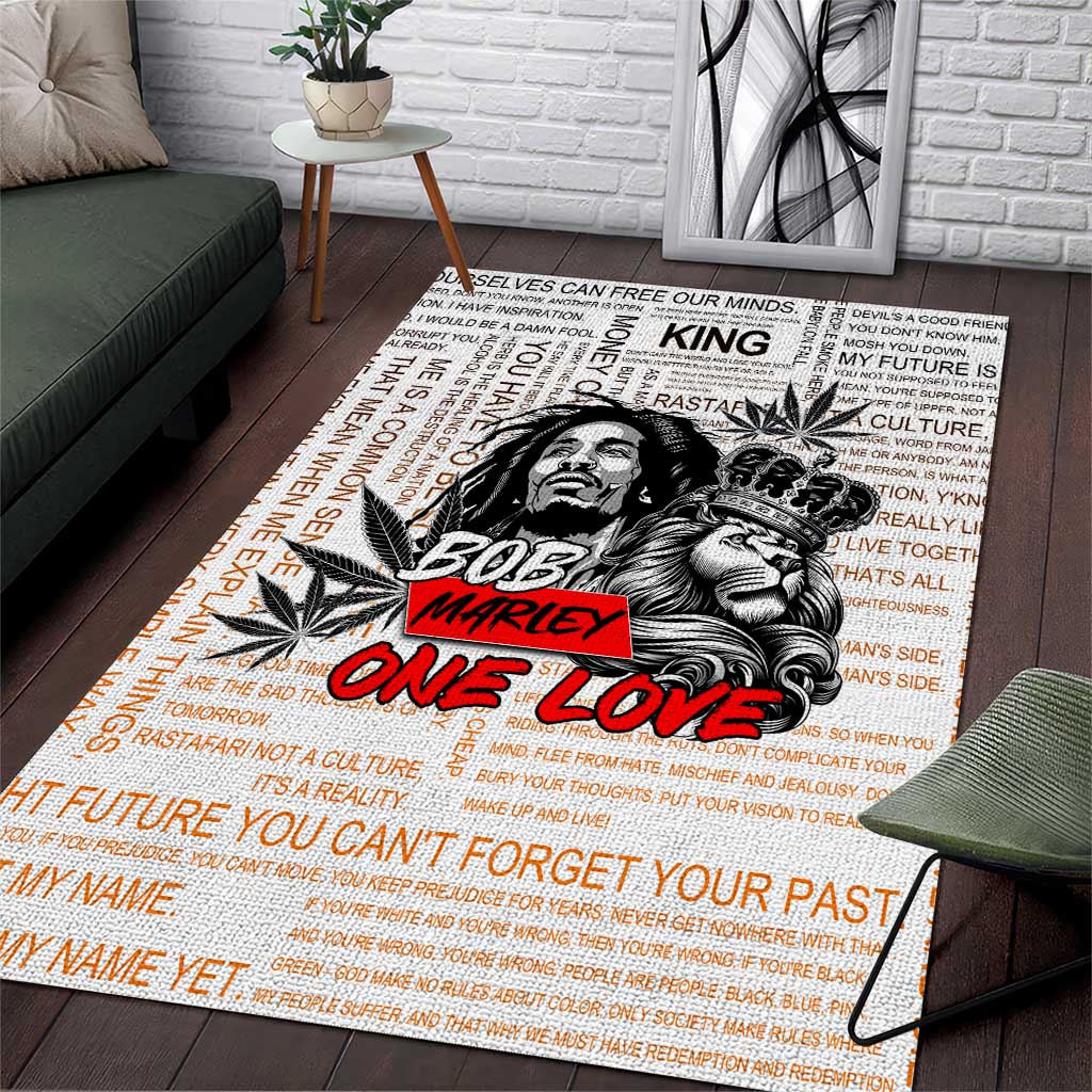 Afro King of Reggae Legend Bob Area Rug Rastafari Lion Cannabis Typography Style DT02