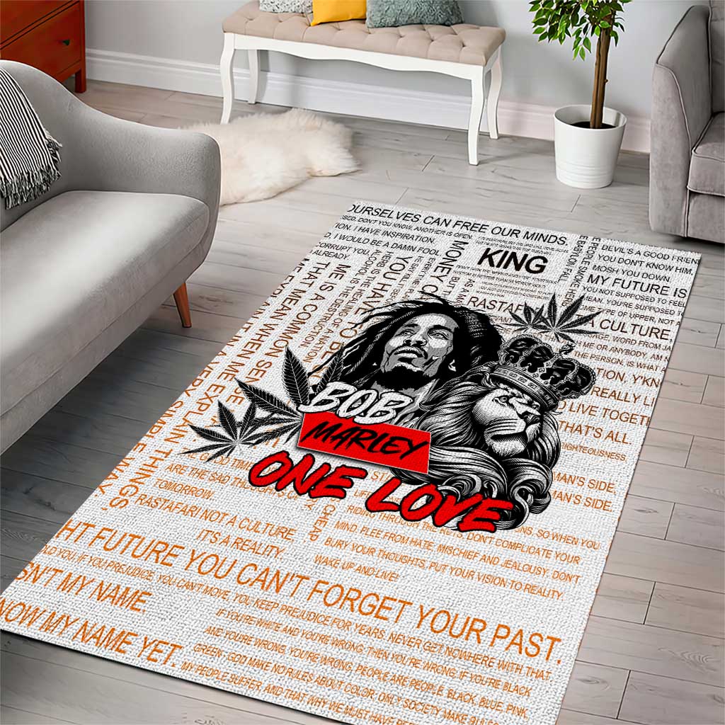 Afro King of Reggae Legend Bob Area Rug Rastafari Lion Cannabis Typography Style DT02