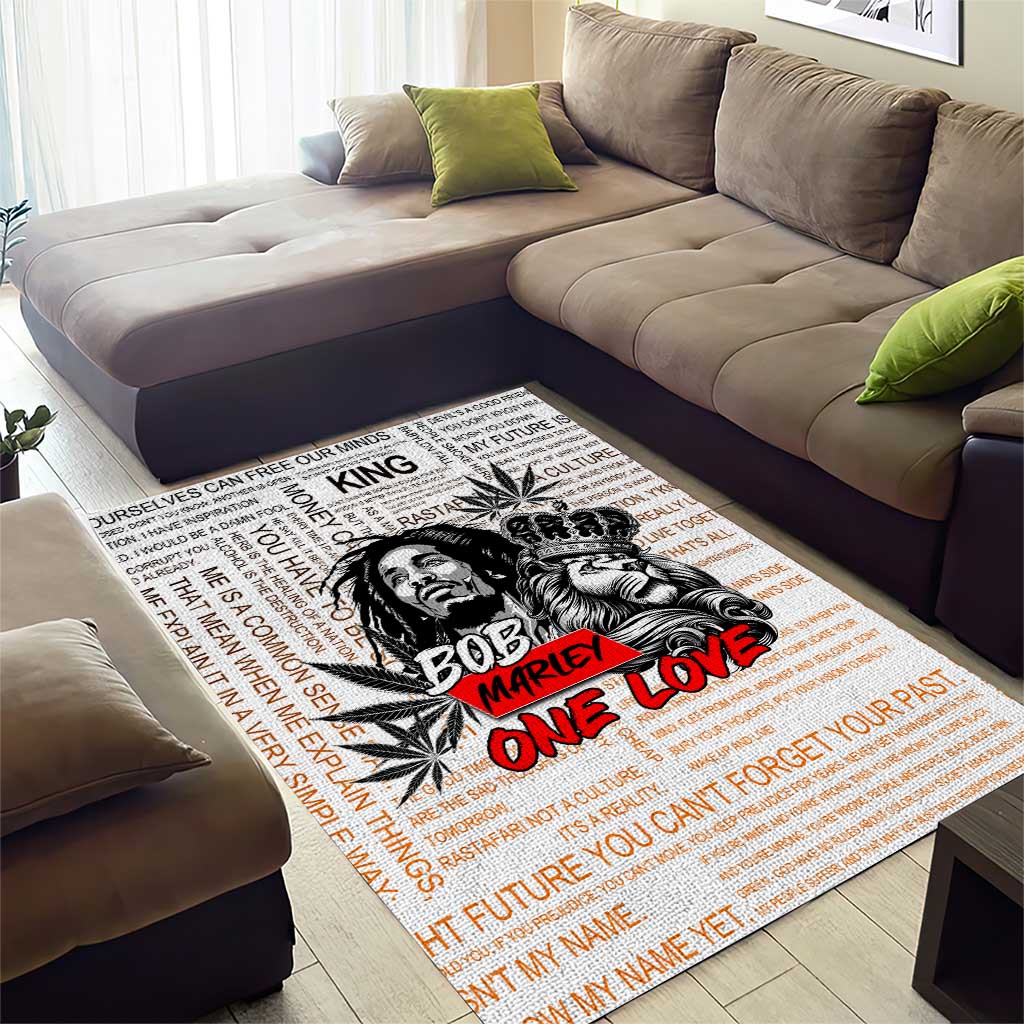 Afro King of Reggae Legend Bob Area Rug Rastafari Lion Cannabis Typography Style DT02