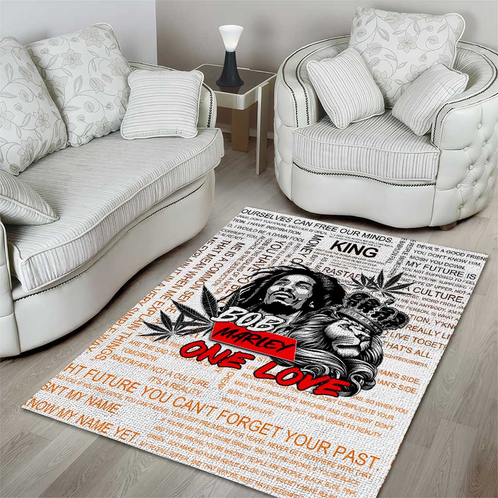 Afro King of Reggae Legend Bob Area Rug Rastafari Lion Cannabis Typography Style DT02