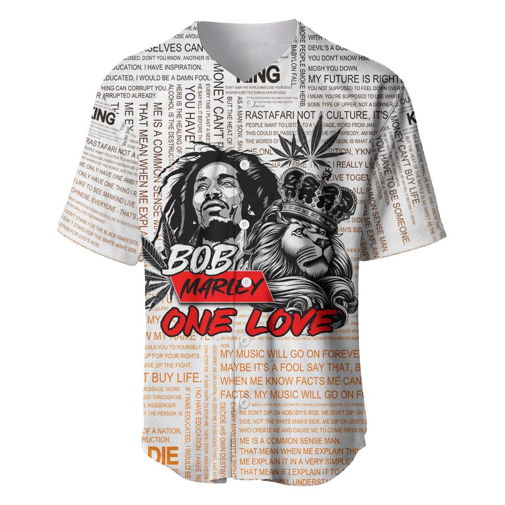 Afro King of Reggae Legend Bob Baseball Jersey Rastafari Lion Cannabis Typography Style DT02