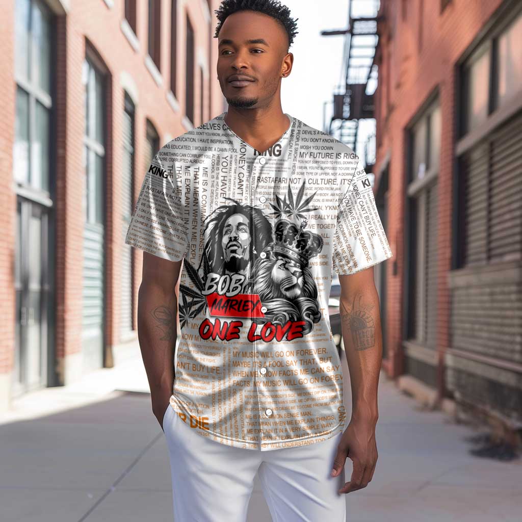 Afro King of Reggae Legend Bob Baseball Jersey Rastafari Lion Cannabis Typography Style DT02