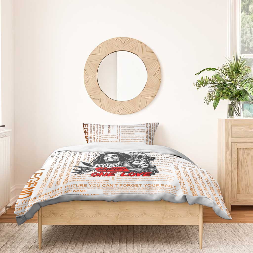 Afro King of Reggae Legend Bob Bedding Set Rastafari Lion Cannabis Typography Style DT02