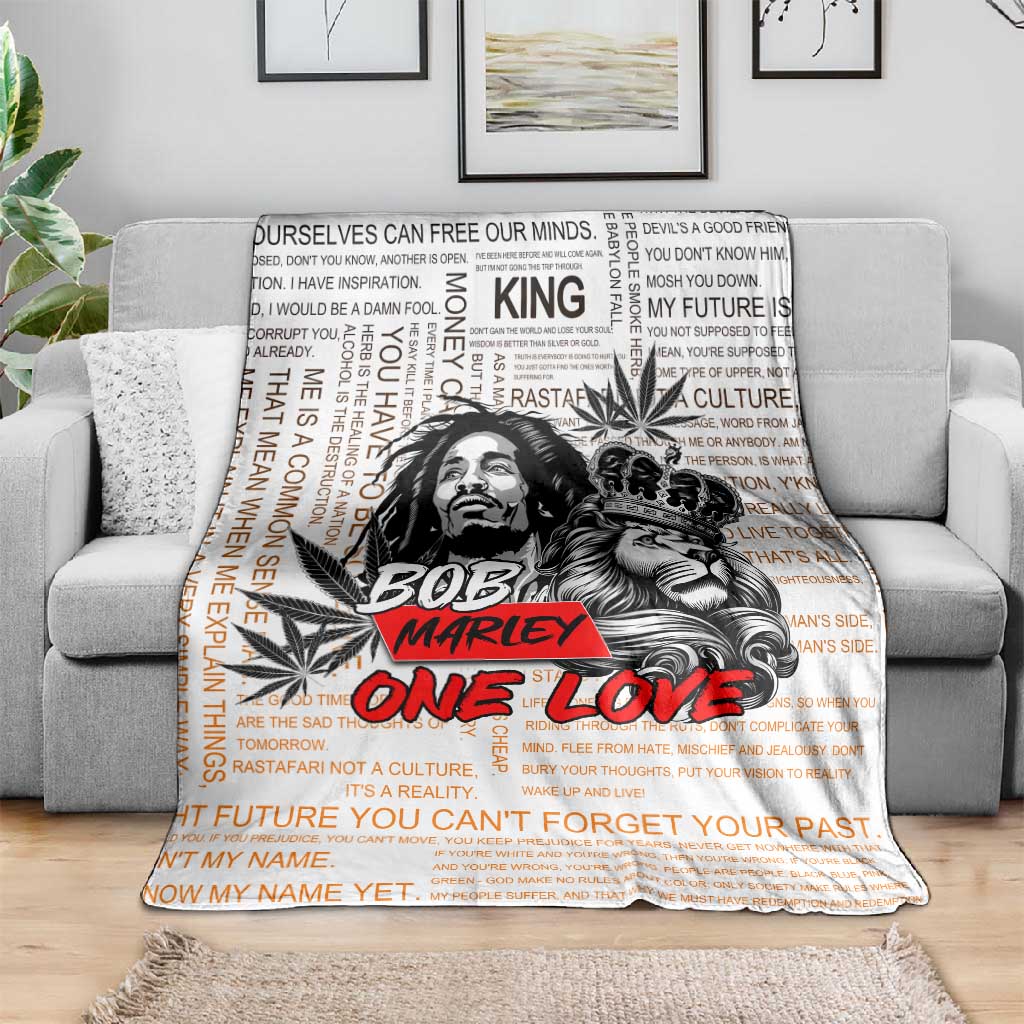 Afro King of Reggae Legend Bob Blanket Rastafari Lion Cannabis Typography Style DT02