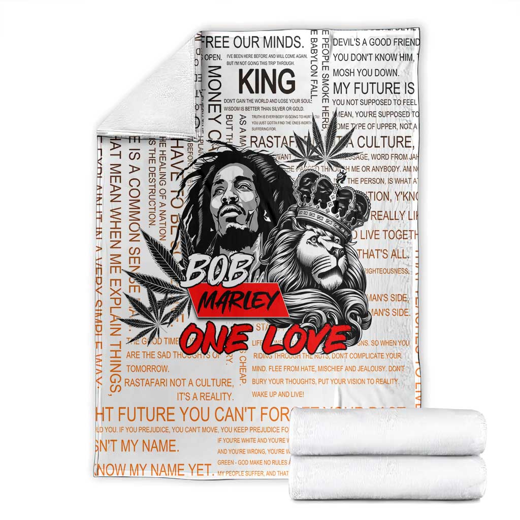 Afro King of Reggae Legend Bob Blanket Rastafari Lion Cannabis Typography Style DT02