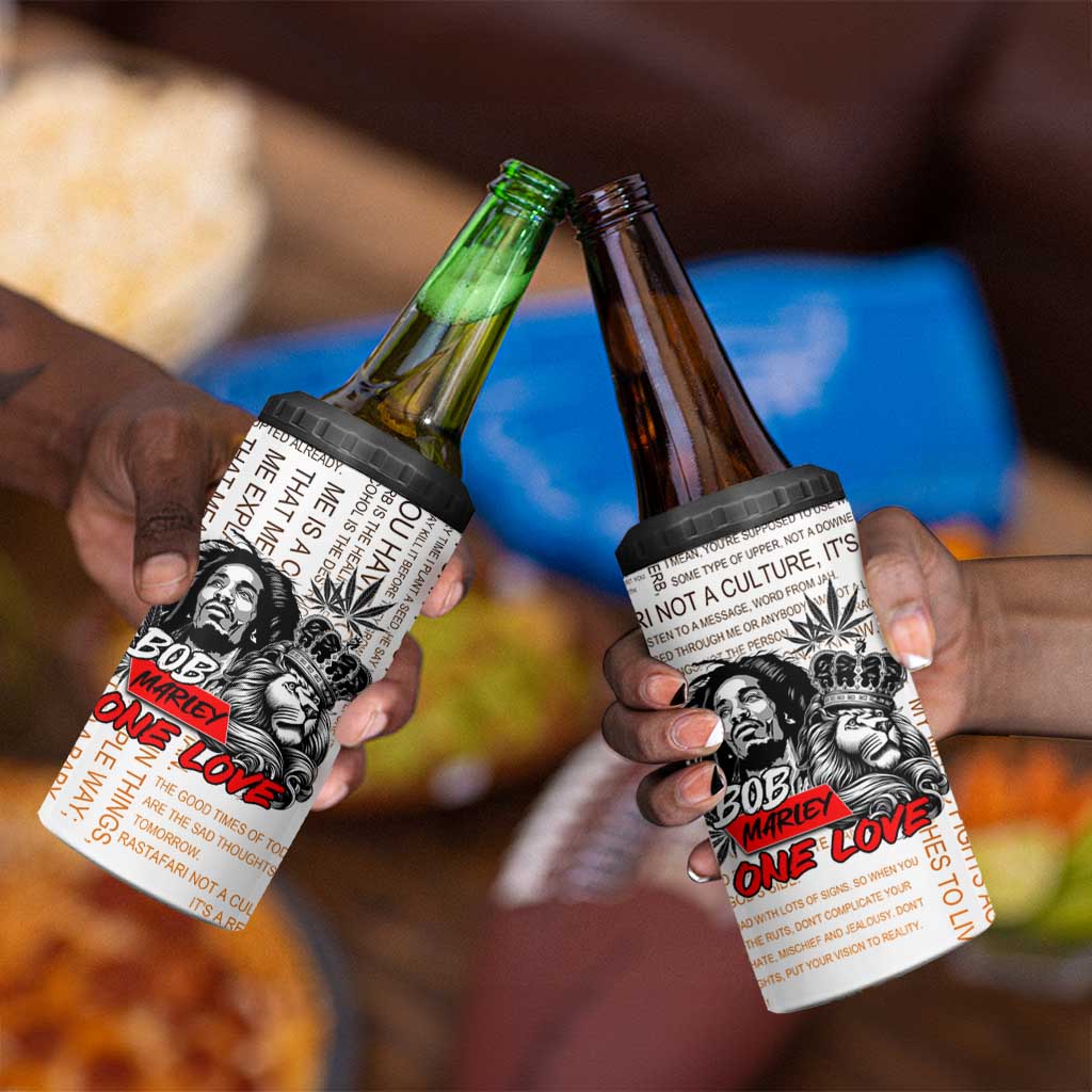 Afro King of Reggae Legend Bob 4 in 1 Can Cooler Tumbler Rastafari Lion Cannabis Typography Style DT02
