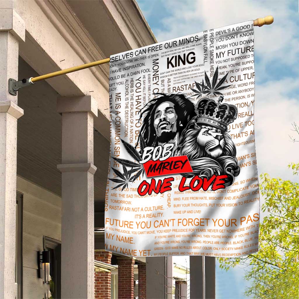 Afro King of Reggae Legend Bob Garden Flag Rastafari Lion Cannabis Typography Style DT02