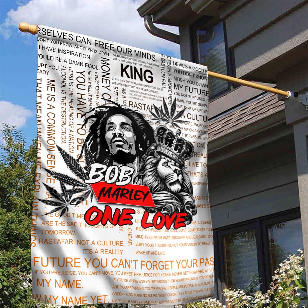 Afro King of Reggae Legend Bob Garden Flag Rastafari Lion Cannabis Typography Style DT02