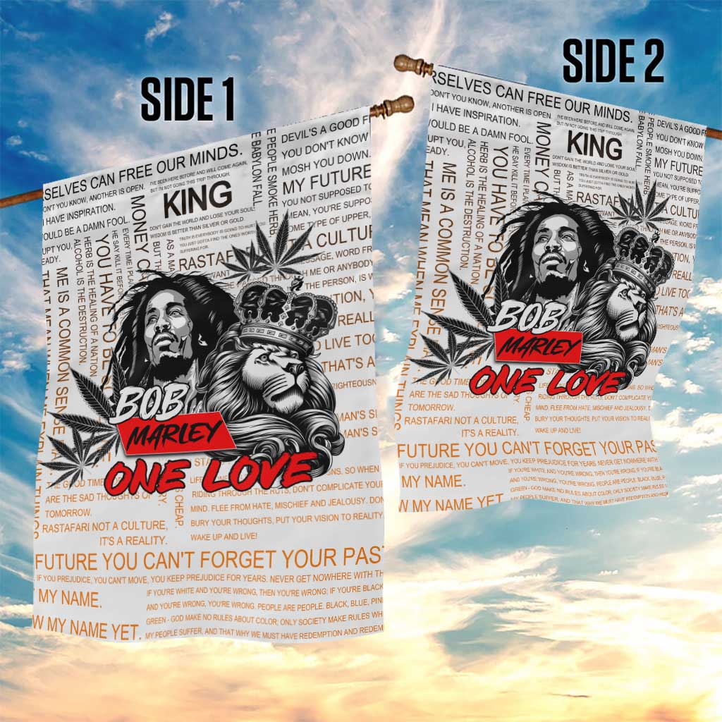 Afro King of Reggae Legend Bob Garden Flag Rastafari Lion Cannabis Typography Style DT02