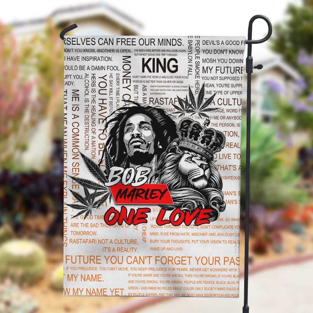 Afro King of Reggae Legend Bob Garden Flag Rastafari Lion Cannabis Typography Style DT02