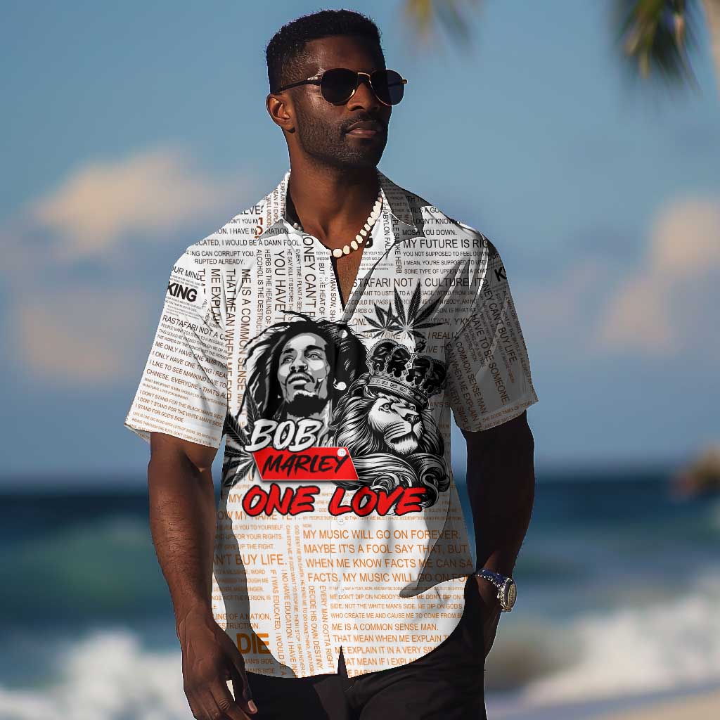 Afro King of Reggae Legend Bob Hawaiian Shirt Rastafari Lion Cannabis Typography Style DT02