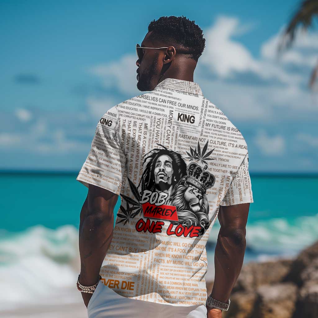 Afro King of Reggae Legend Bob Hawaiian Shirt Rastafari Lion Cannabis Typography Style DT02