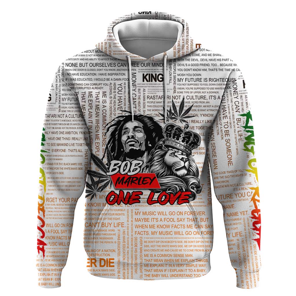 King of Reggae Legend Bob Hoodie Lion Rastafari Cannabis Typography Style DT02