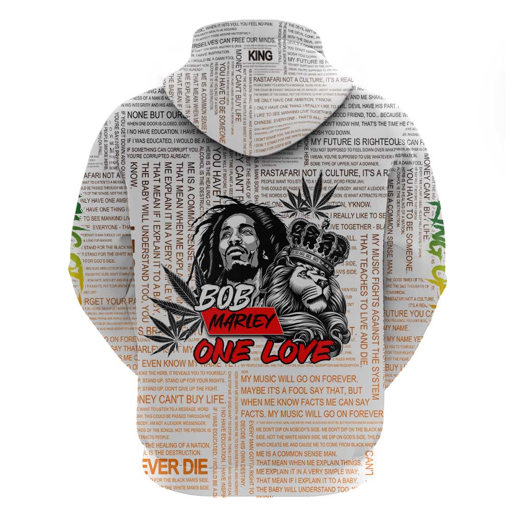 King of Reggae Legend Bob Hoodie Lion Rastafari Cannabis Typography Style DT02