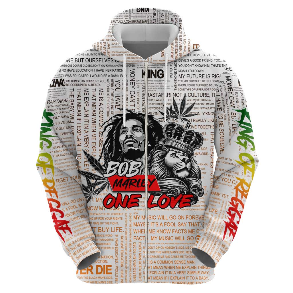 King of Reggae Legend Bob Hoodie Lion Rastafari Cannabis Typography Style DT02