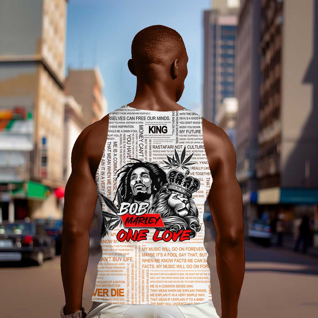 Afro King of Reggae Legend Bob Men Tank Top Rastafari Lion Cannabis Typography Style DT02