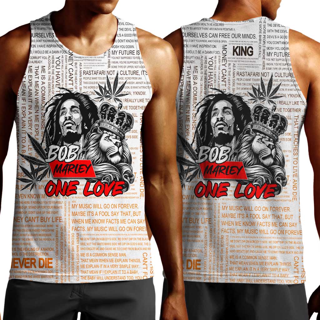 Afro King of Reggae Legend Bob Men Tank Top Rastafari Lion Cannabis Typography Style DT02