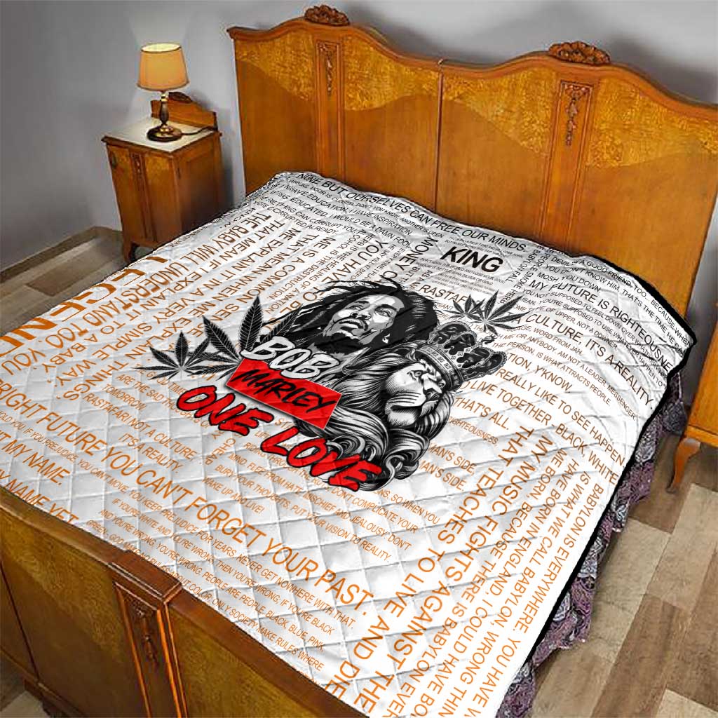 Afro King of Reggae Legend Bob Quilt Rastafari Lion Cannabis Typography Style DT02