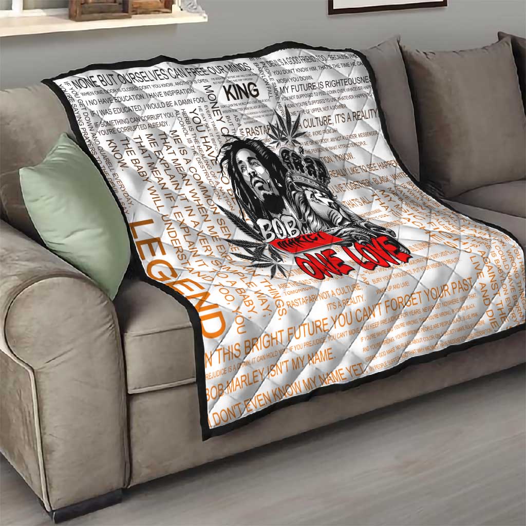 Afro King of Reggae Legend Bob Quilt Rastafari Lion Cannabis Typography Style DT02