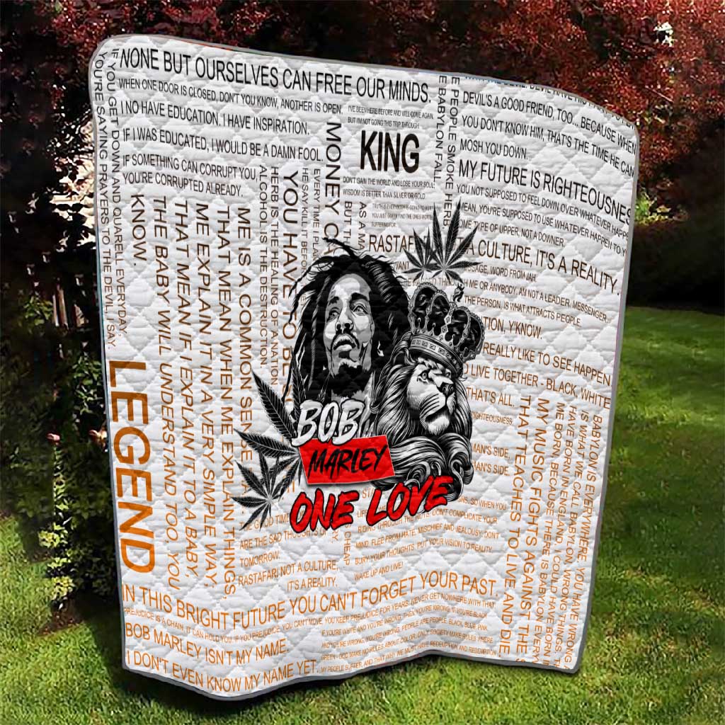 Afro King of Reggae Legend Bob Quilt Rastafari Lion Cannabis Typography Style DT02